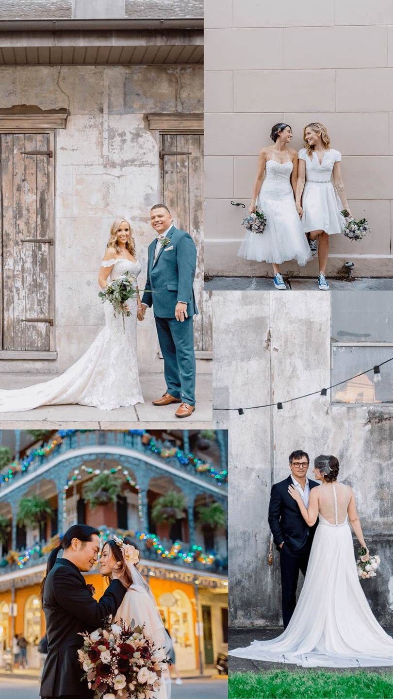 Elopement Packages New Orleans Bride and groom collage